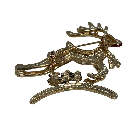 Gold Tone Rudolph Flying Reindeer Pin - Picture 6 of 6